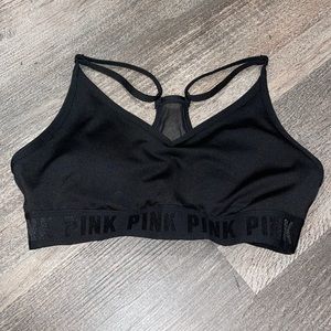 NWOT Small PINK Sport Victoria’s Secret Black & Mesh Sports Bra